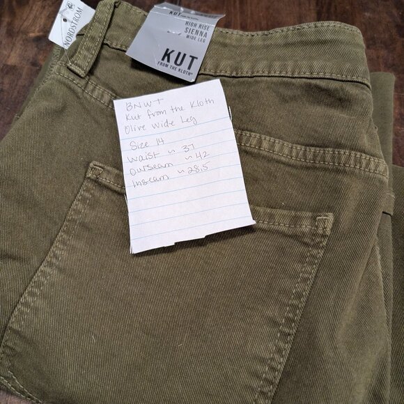 NWT Kut From the Kloth Olive Wide Leg Pants - Picture 6 of 6